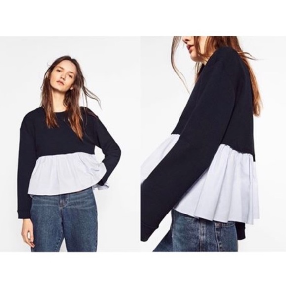 Zara Tops - ZARA TRUFALUC COLLECTION PEPLUM SWEATER TOP S 0297